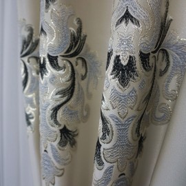 Draperie Crem cu baroc gri